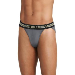 Jockey Sport Men’s Underwear Sport Stability Pouch Microfiber String Bikini(Vulcan Grey)