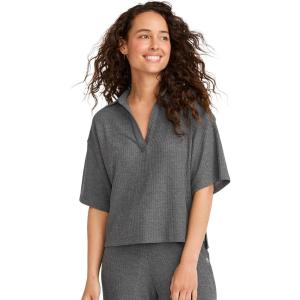 Jockey Women’s Sleepwear Waffle Short Sleeve Top(Black Heather)