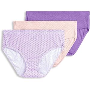 Jockey Women’s Underwear Elance Breathe Brief – 3 Pack(Coral Mist/Pier Geo/Purple Amethyst)