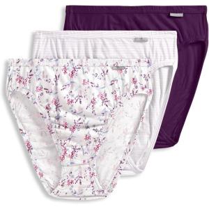 Jockey Women’s Underwear Elance Breathe Brief – 3 Pack(Deep Plum/Belvedere Lavender Stripe/Bella Floral)