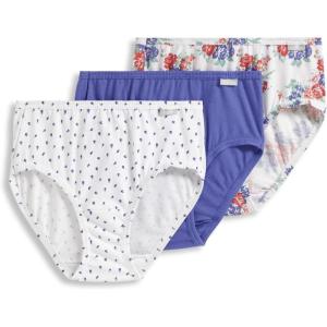 Jockey Women’s Underwear Elance Breathe Brief – 3 Pack(Future Dusk/Grape Brush Dot/Floral Wallpaper)