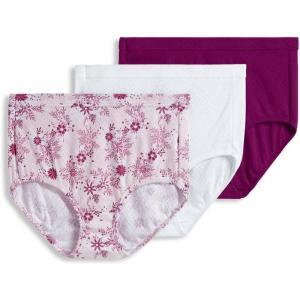 Jockey Women’s Underwear Elance Breathe Brief – 3 Pack(Majestic Berry/Floral Snowflake/White)