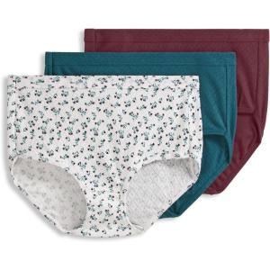 Jockey Women’s Underwear Elance Breathe Brief – 3 Pack(Teal Flower Mix)
