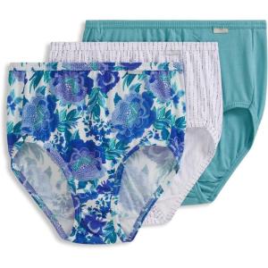 Jockey Women’s Underwear Elance Brief – 3 Pack(Cove/Rain Stripe/Luscious Blue Bloom)