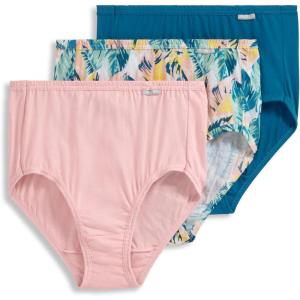 Jockey Women’s Underwear Elance Brief – 3 Pack(Really Teal/Artistic Palm/Sunrise Peach)