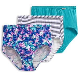 Jockey Women’s Underwear Elance Brief – 3 Pack(Softest Teal/Belvedere Violet Stripe/Tropical Burst)
