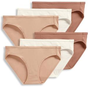 Jockey Women’s Underwear Organic Cotton Stretch Logo Bikini – 6 Pack(Almond/Light/Ivory)