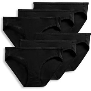 Jockey Women’s Underwear Organic Cotton Stretch Logo Bikini – 6 Pack(Black)