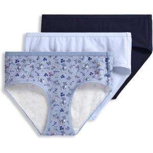 Jockey Women’s Underwear Organic Cotton Stretch Logo Hipster – 3 Pack(Dreamy Blue/Simple Lily Line Floral/True Navy)
