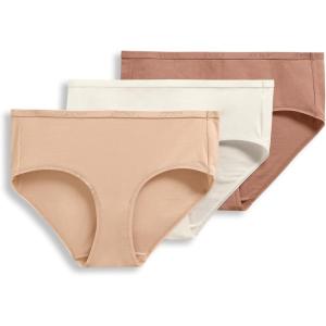Jockey Women’s Underwear Organic Cotton Stretch Logo Hipster – 3 Pack(Ivory/Light/Almond)
