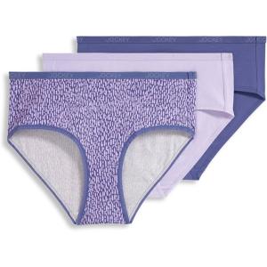 Jockey Women’s Underwear Organic Cotton Stretch Logo Hipster – 3 Pack(Purple Phantom/Violet Veil/Future Dusk)