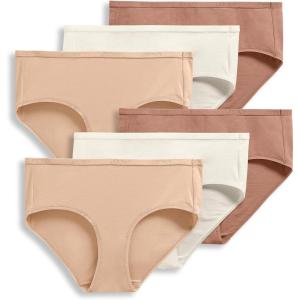 Jockey Women’s Underwear Organic Cotton Stretch Logo Hipster – 6 Pack(Almond/Light/Ivory)