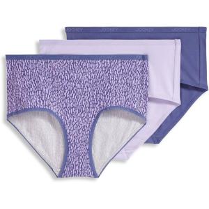 Jockey Women’s Underwear Organic Cotton Stretch Logo Modern Brief – 3 Pack(Purple Phantom/Violet Veil/Future Dusk)