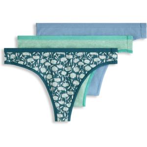 Jockey Women’s Underwear Organic Cotton Stretch Logo Thong – 3 Pack(Coastline Mix)