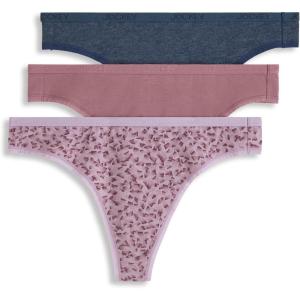 Jockey Women’s Underwear Organic Cotton Stretch Logo Thong – 3 Pack(Purple Haze Dot)