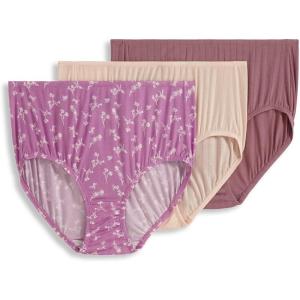 Jockey Women’s Underwear Supersoft Breathe Brief – 3 Pack(Floral/Peach Ice/Purple Mist Spray)