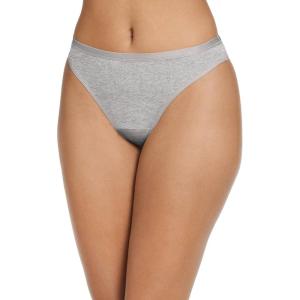 Jockey Women’s Underwear Worry Free Cotton Stretch Light Absorbency Thong(Grey Heather)