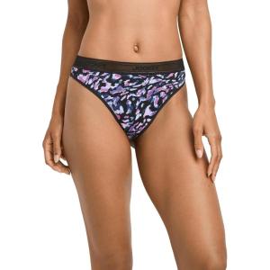 Jockey Women’s Underwear Worry Free Microfiber Light Absorbency Thong(Ambient Strokes)