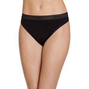 Jockey Women’s Underwear Worry Free Microfiber Light Absorbency Thong(Black)