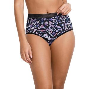 Jockey Women’s Underwear Worry Free Microfiber Moderate Absorbency Brief(Ambient Strokes)