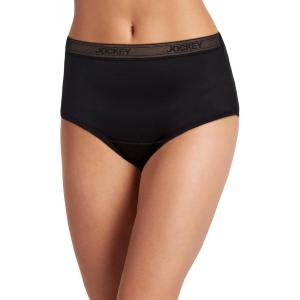 Jockey Women’s Underwear Worry Free Microfiber Moderate Absorbency Brief(Black)