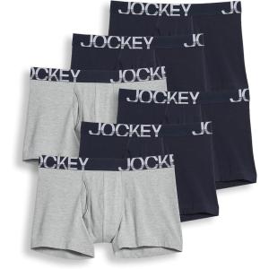 Jockey Men’s Underwear ActiveStretch 4″ Boxer Brief – 6 Pack(True Navy/Grey Heather/True Navy)