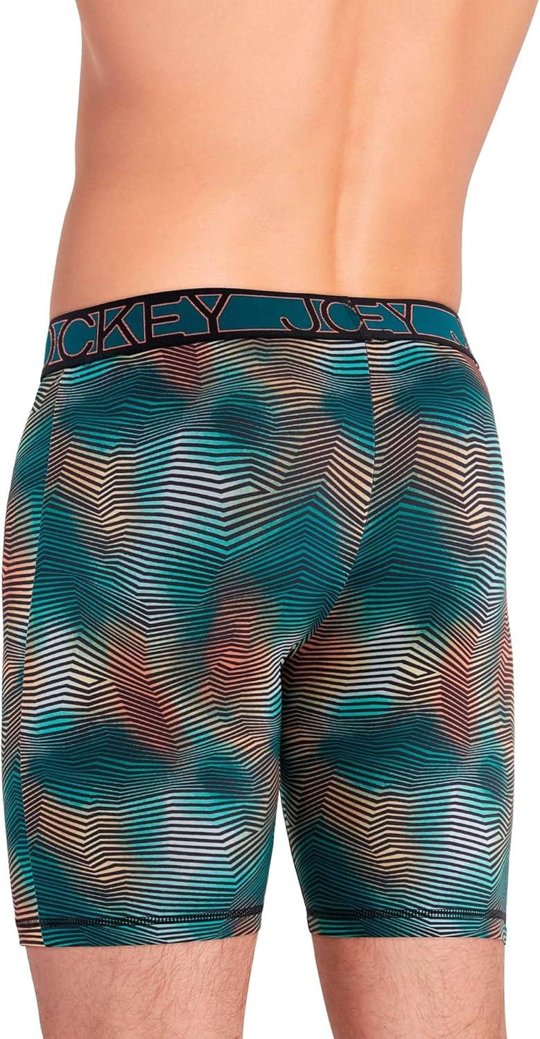 imageJockey Mens Underwear Active Microfiber 9 Long Leg Boxer Brief 3 PackTropical CoralJagged Bayou OmbreBlack
