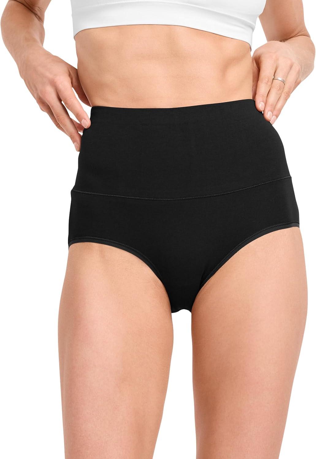 imageJockey Womens Shapewear Skimmies Cotton Stretch 360 Tummy Smoothing Brief 3 PackBlackLight