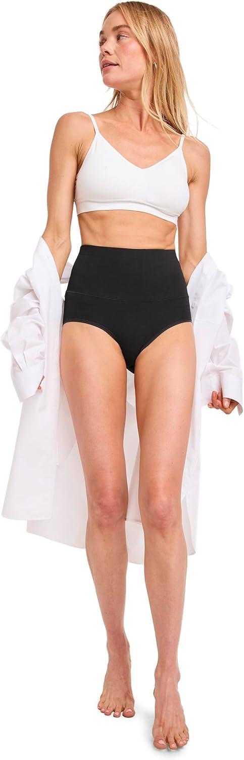 imageJockey Womens Shapewear Skimmies Cotton Stretch 360 Tummy Smoothing Brief 3 PackBlackLight