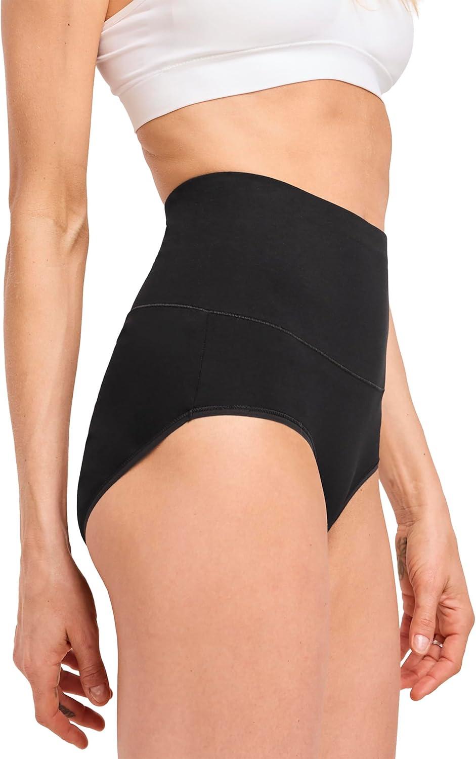 imageJockey Womens Shapewear Skimmies Cotton Stretch 360 Tummy Smoothing Brief 3 PackBlackLight