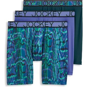 Jockey Men’s Underwear Active Microfiber 9″ Long Leg Boxer Brief – 3 Pack(Future Dusk/Dark Psychedelic/Ocean Sky)