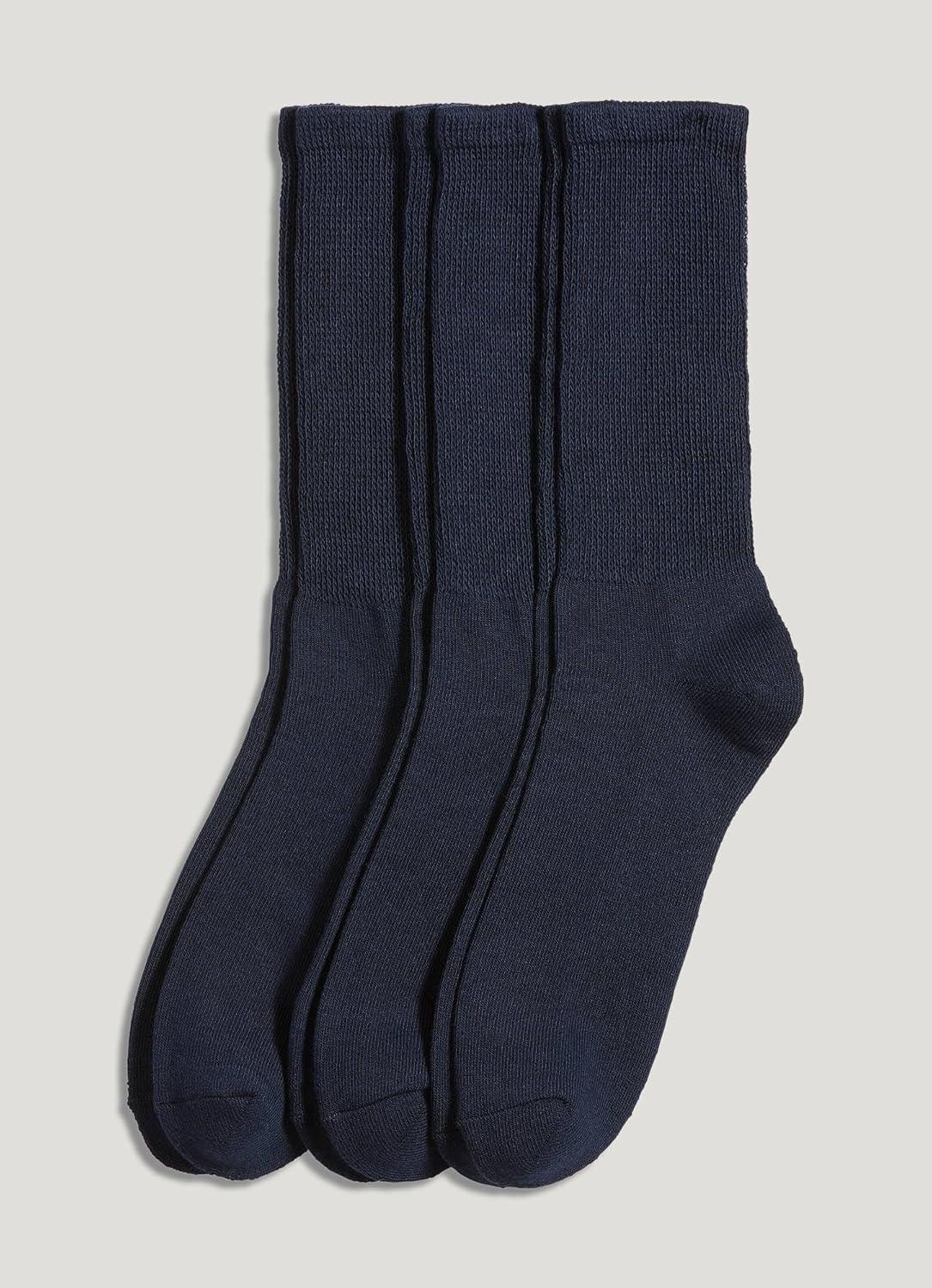 imageJockey Mens Socks Mens NonBinding Crew Socks 3 PackNavy
