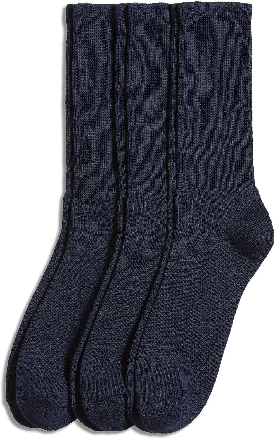 imageJockey Mens Socks Mens NonBinding Crew Socks 3 PackNavy