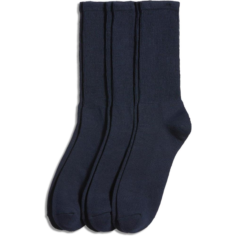 imageJockey Mens Socks Mens NonBinding Crew Socks  3 PackNavy
