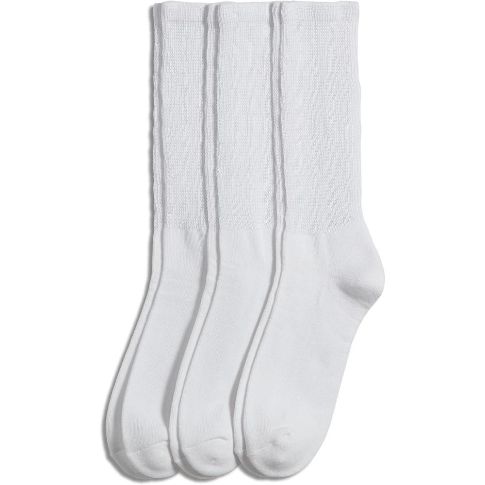 imageJockey Mens Socks Mens NonBinding Crew Socks  3 PackWhite
