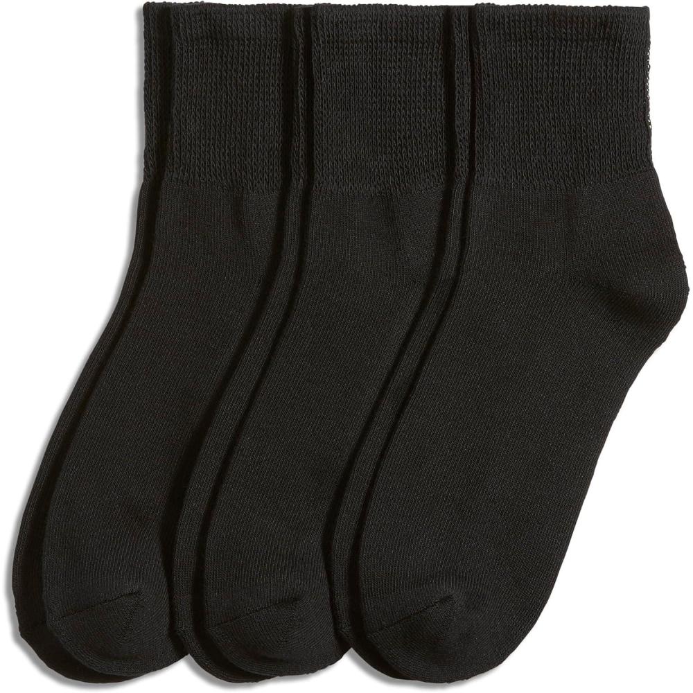 imageJockey Mens Socks Mens NonBinding Quarter Socks  3 PackBlack