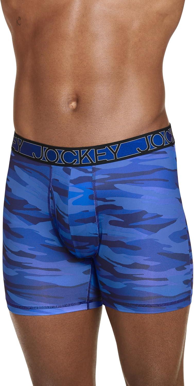 imageJockey Mens Underwear Active Microfiber 5 Boxer Brief 6 PackMajestic BlueOceanic CamoBrilliant Blue