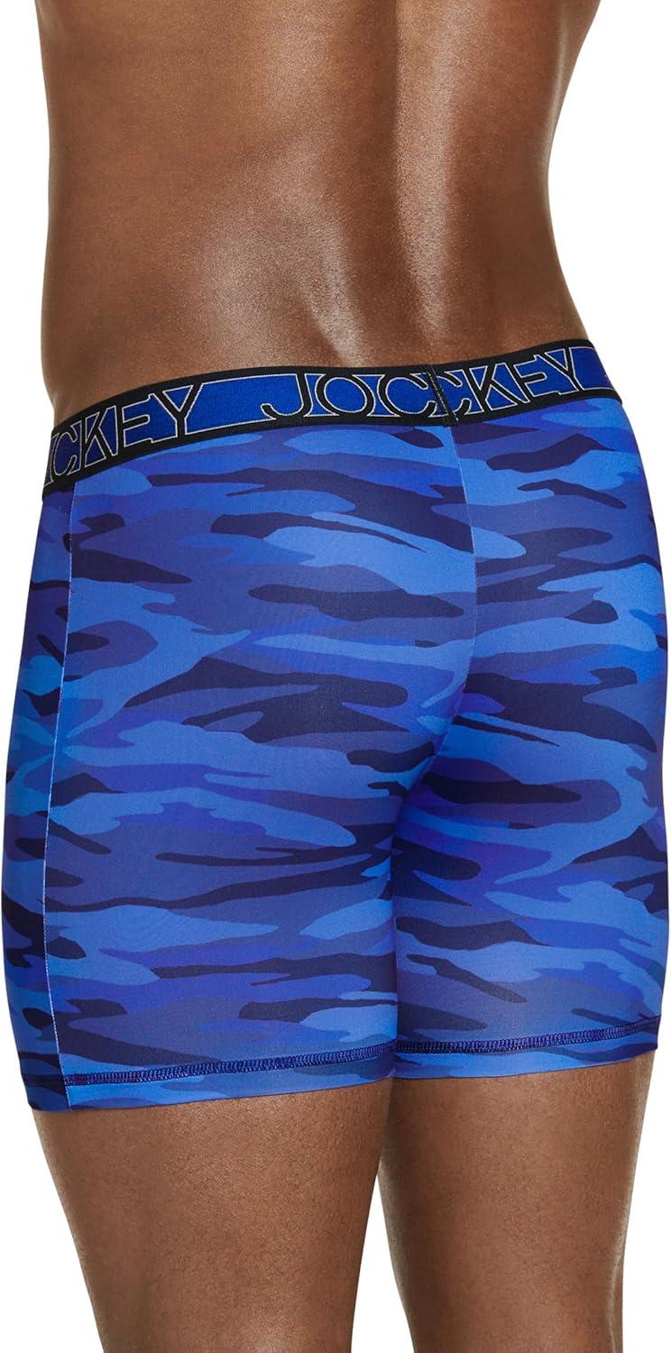 imageJockey Mens Underwear Active Microfiber 5 Boxer Brief 6 PackMajestic BlueOceanic CamoBrilliant Blue