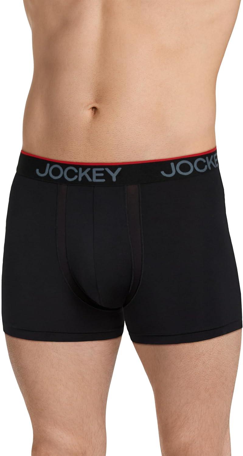 imageJockey Mens Underwear Chafe Proof Pouch Microfiber 3 Trunk 3 PackBlack