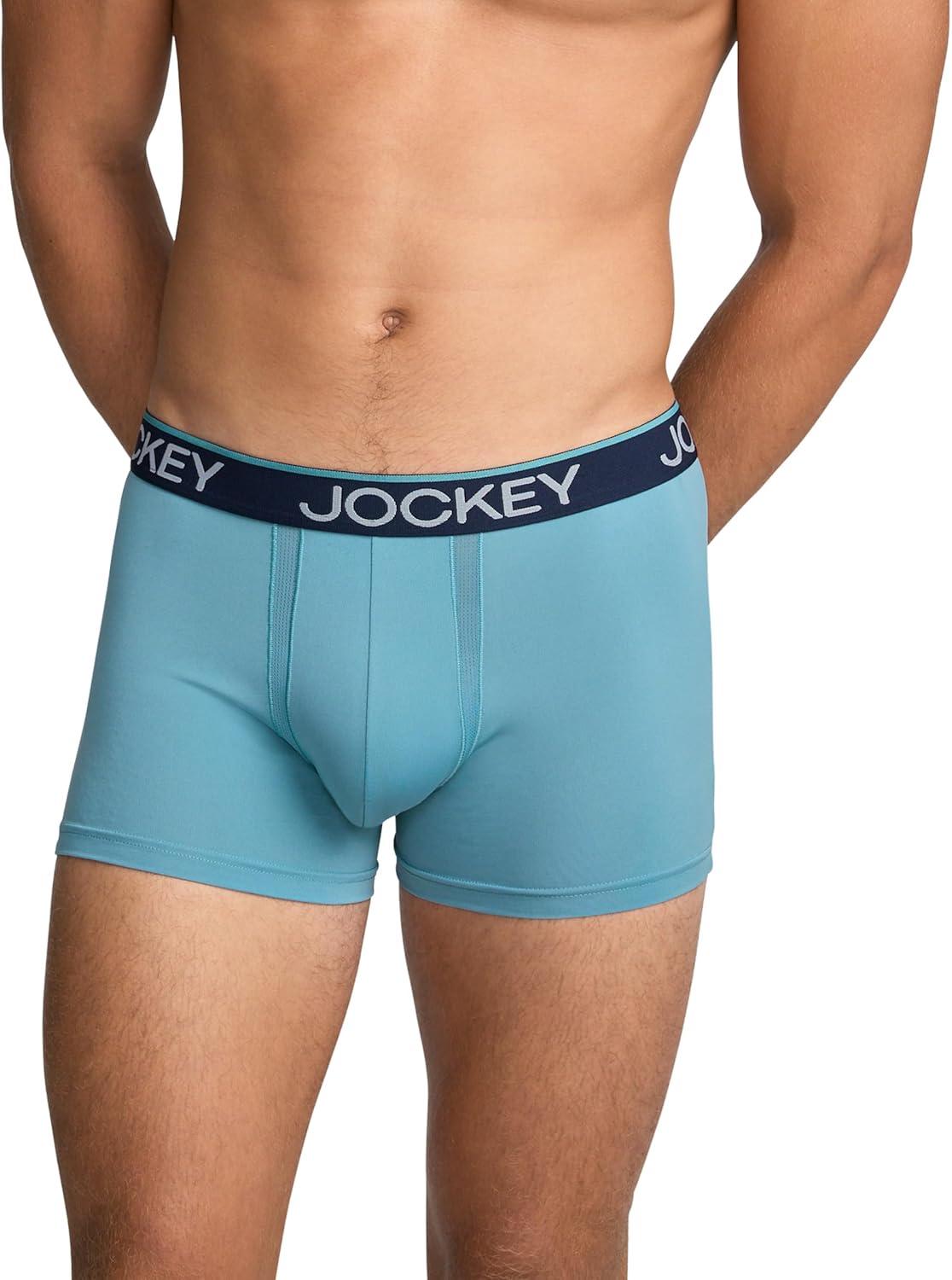 imageJockey Mens Underwear Chafe Proof Pouch Microfiber 3 Trunk 3 PackCoveBattleship GreyGrey Dove