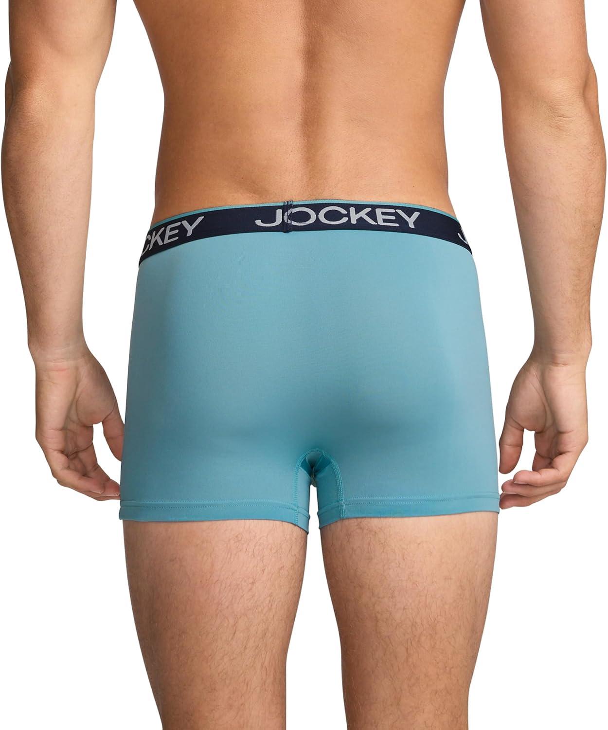 imageJockey Mens Underwear Chafe Proof Pouch Microfiber 3 Trunk 3 PackCoveBattleship GreyGrey Dove