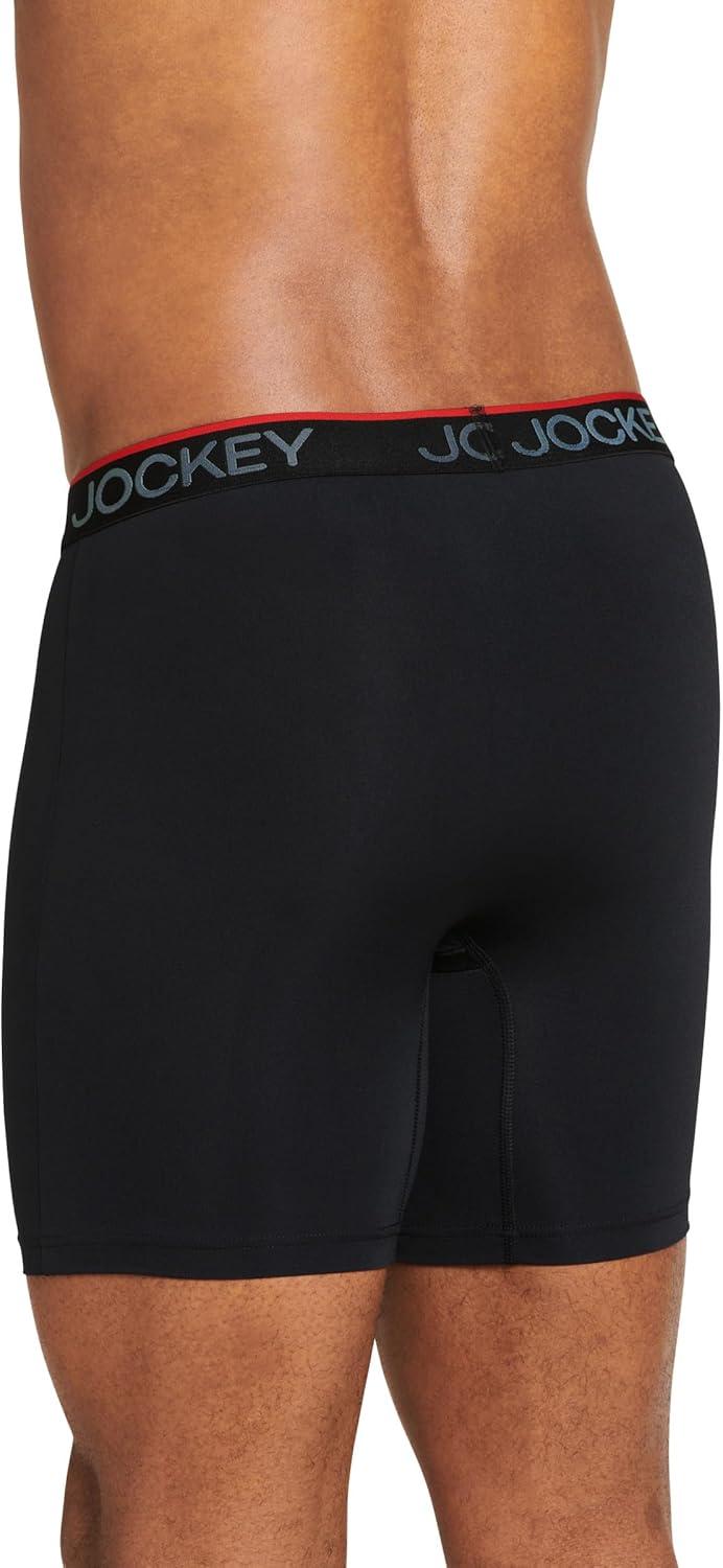 imageJockey Mens Underwear Chafe Proof Pouch Microfiber 6 Boxer Brief 3 PackBlack