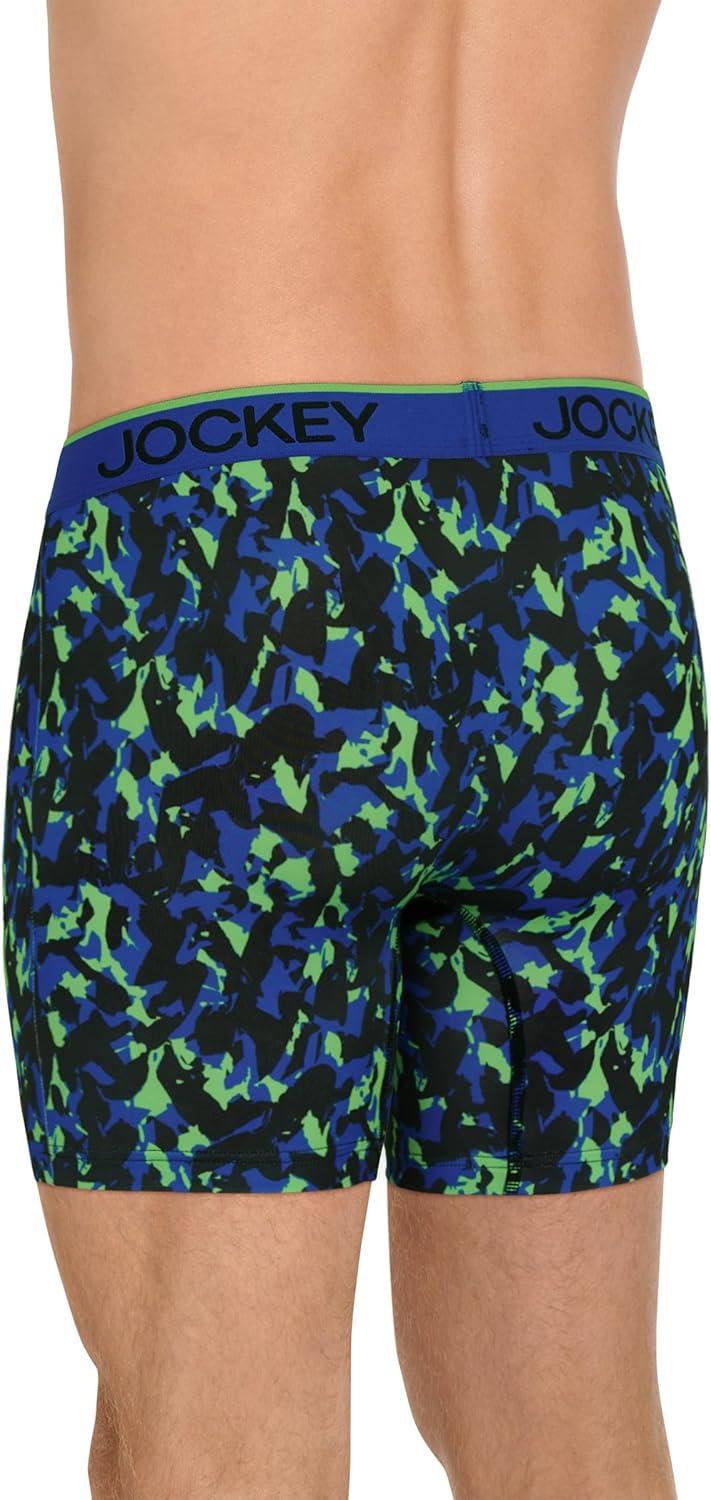 imageJockey Mens Underwear Chafe Proof Pouch Microfiber 6 Boxer Brief 3 PackUltra BlueExpressive BlueBlack