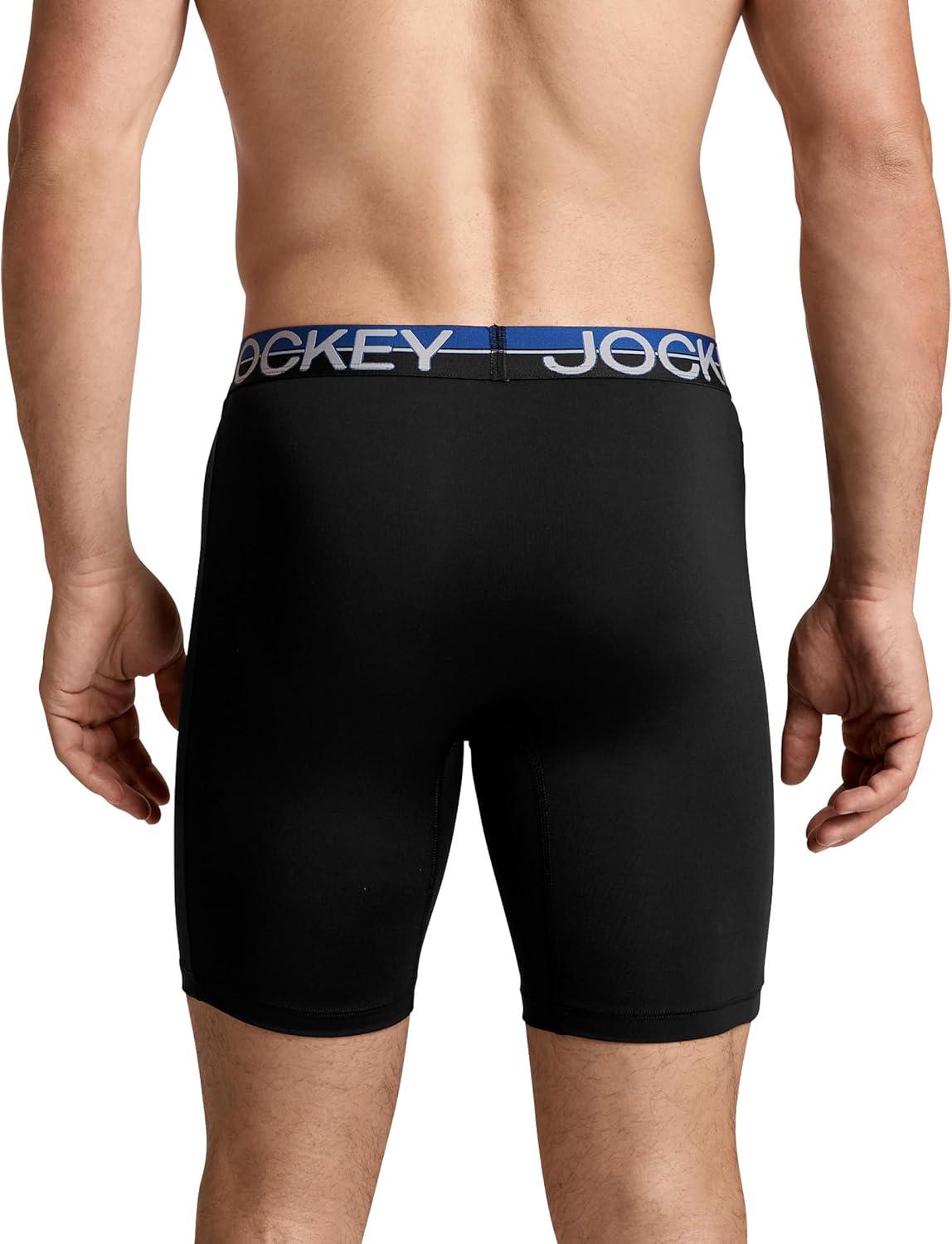 imageJockey Mens Underwear Infinite Cool Microfiber Stretch 8 Long Leg Boxer Brief 3 PackBlack