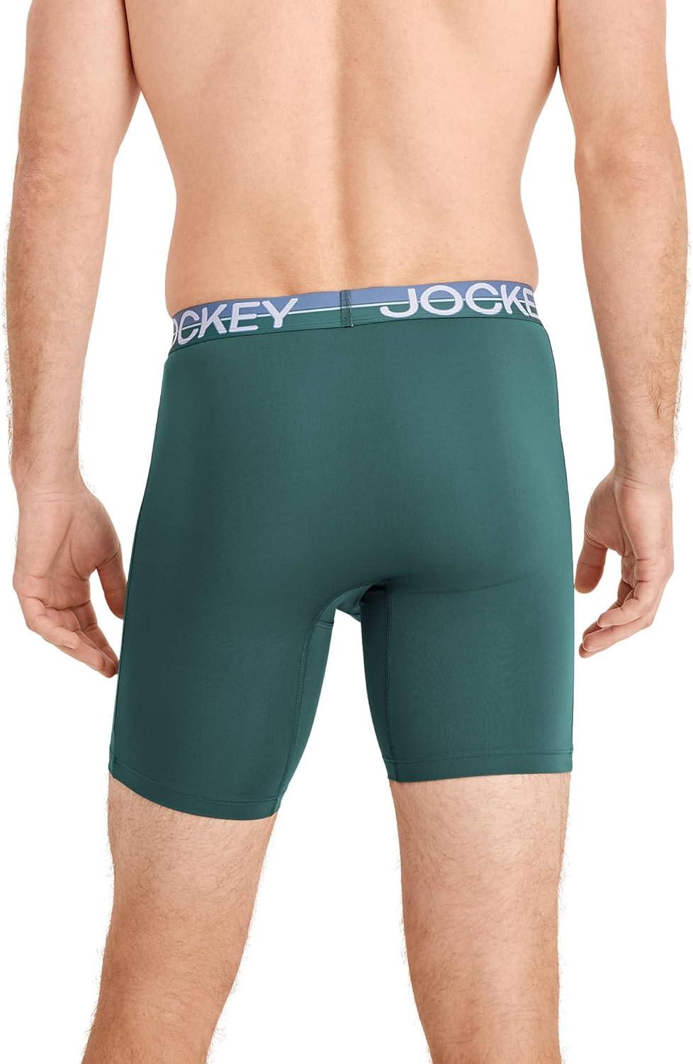 imageJockey Mens Underwear Infinite Cool Microfiber Stretch 8 Long Leg Boxer Brief 3 PackCactus PineShowerFresh Coast