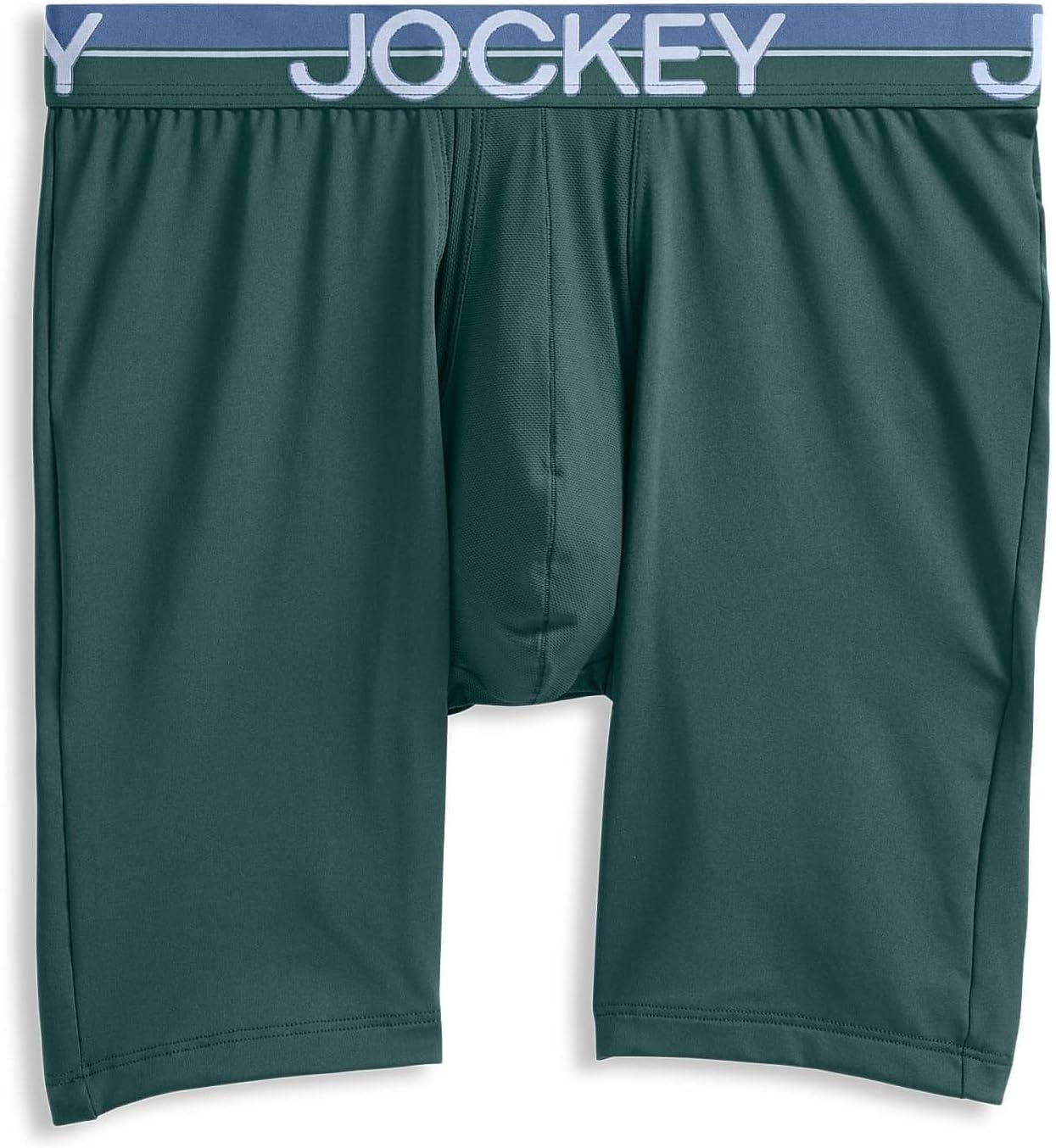 imageJockey Mens Underwear Infinite Cool Microfiber Stretch 8 Long Leg Boxer Brief 3 PackCactus PineShowerFresh Coast