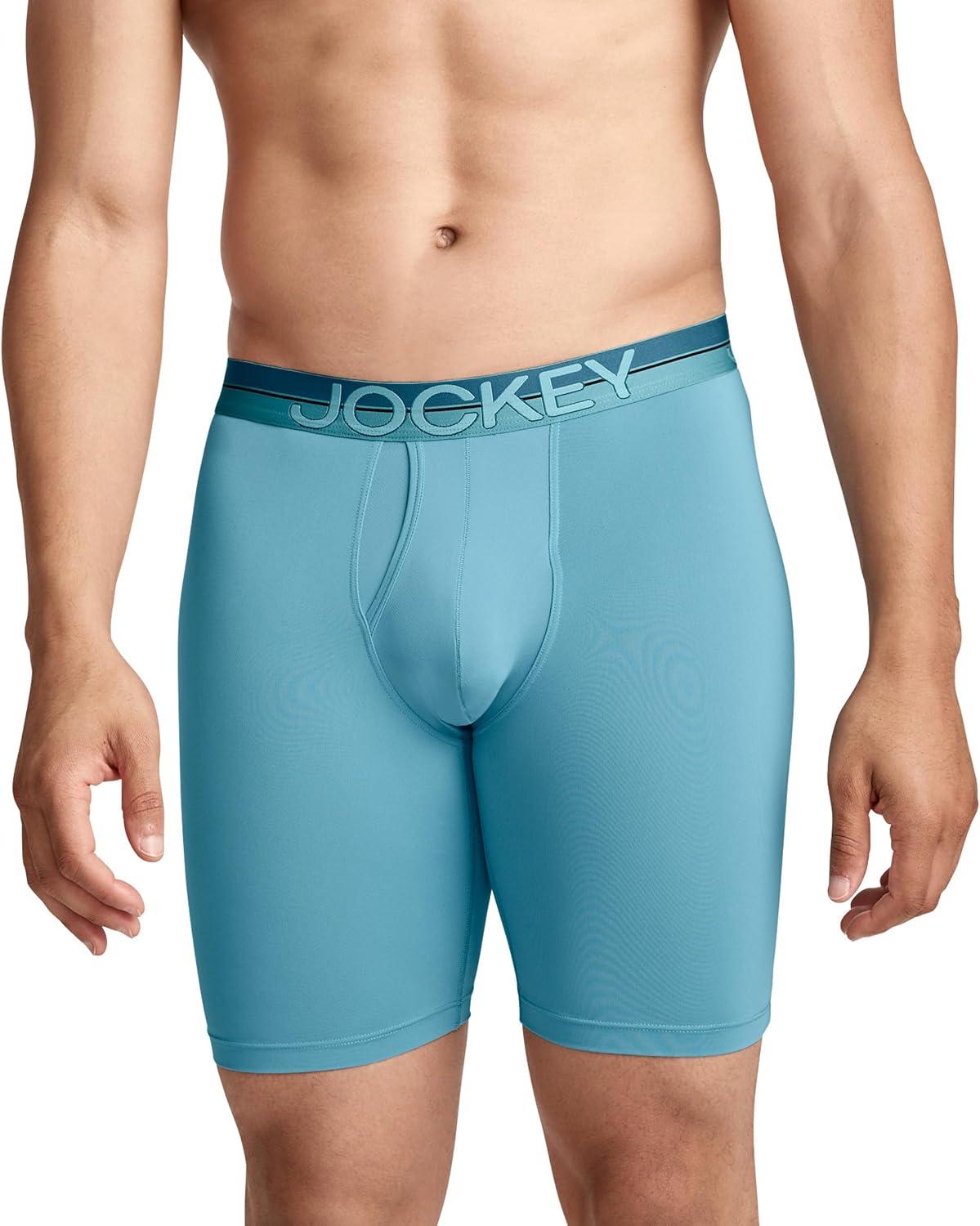 imageJockey Mens Underwear Infinite Cool Microfiber Stretch 8 Long Leg Boxer Brief 3 PackMidnight Cove