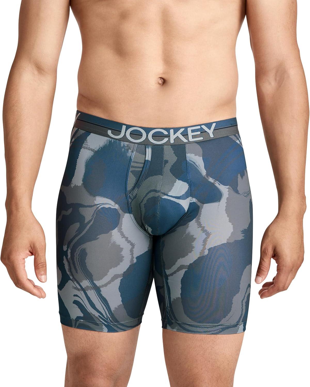 imageJockey Mens Underwear Infinite Cool Microfiber Stretch 8 Long Leg Boxer Brief 3 PackNocturne Marble