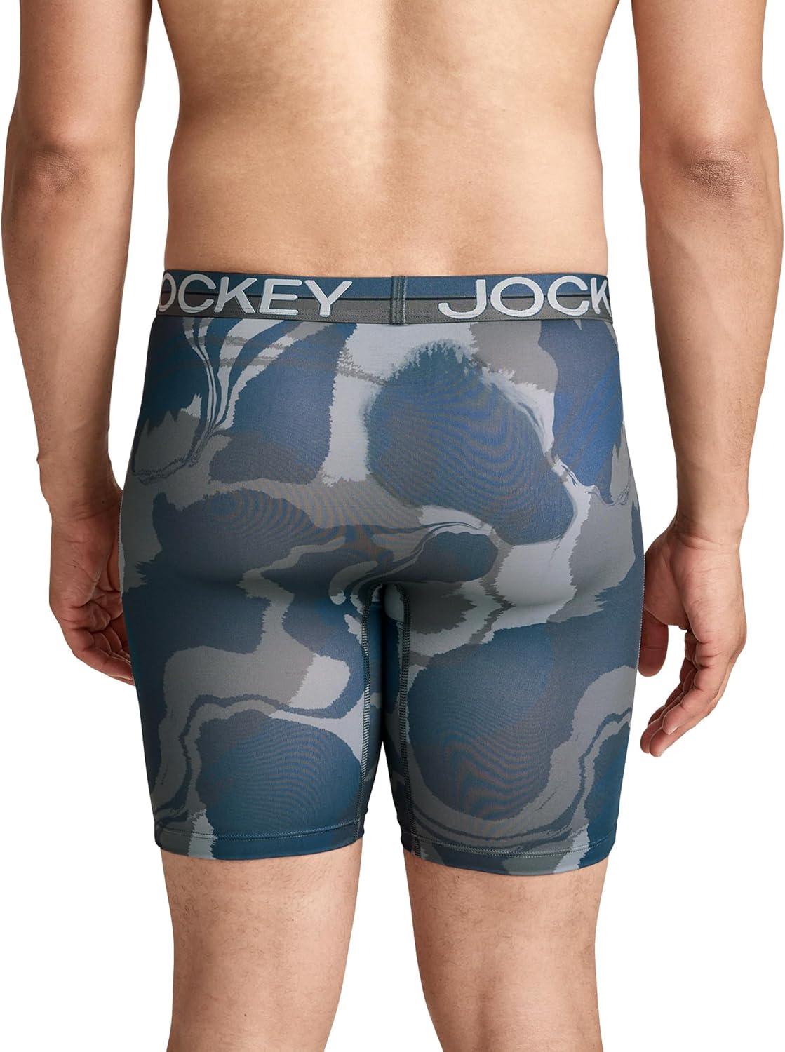 imageJockey Mens Underwear Infinite Cool Microfiber Stretch 8 Long Leg Boxer Brief 3 PackNocturne Marble