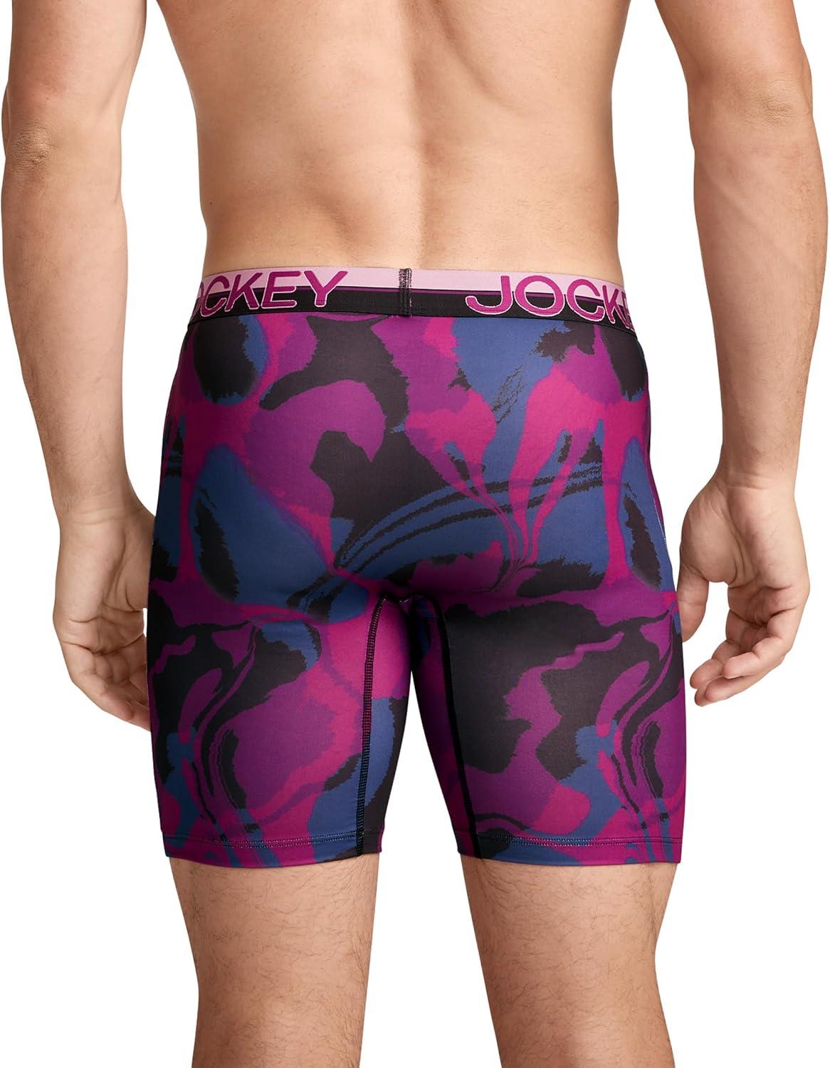 imageJockey Mens Underwear Infinite Cool Microfiber Stretch 8 Long Leg Boxer Brief 3 PackPlum Marble